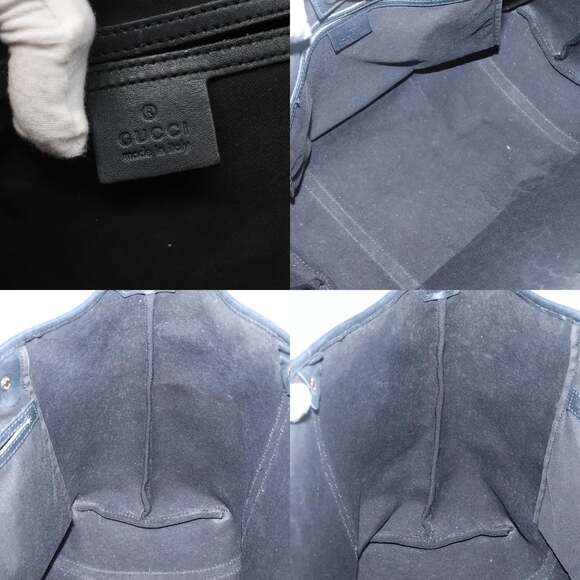 GUCCI GG Crystal Tote Bag Coated Canvas Navy Gold - Picture 11 of 12